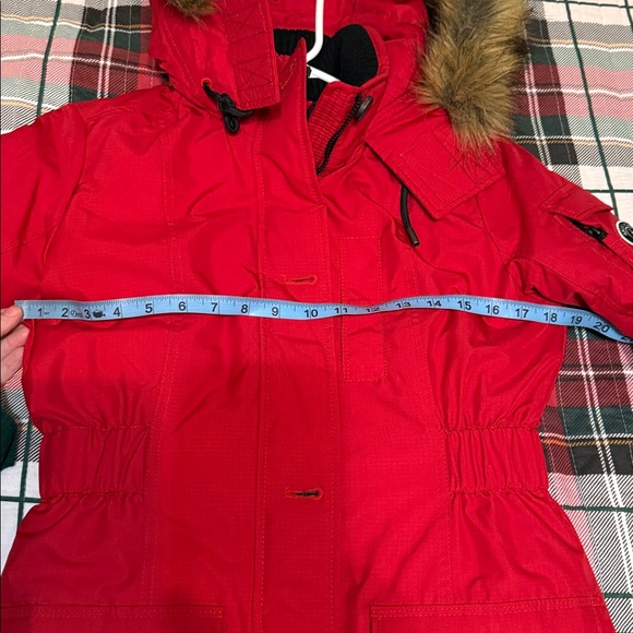 Abercrombie & Fitch Red Ski Jacket with Faux Fur Hood - Picture 3 of 3